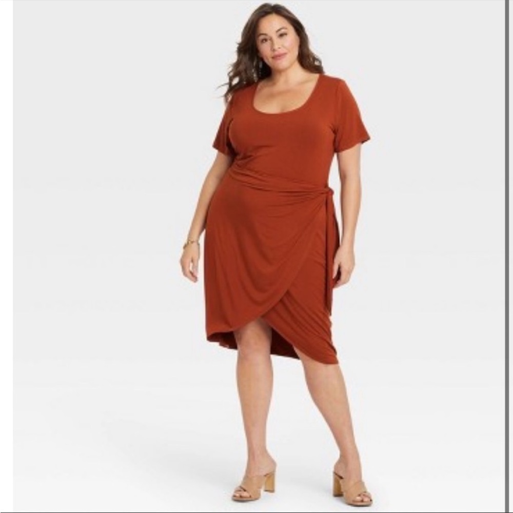 Bronze faux wrap dress